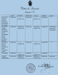 Nuovi orari di apertura al pubblico degli uffici comunali