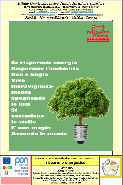 scuola Montenero M'illumino di Meno