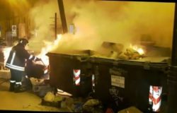 Campobasso - cassonetti rifiuti a fuoco