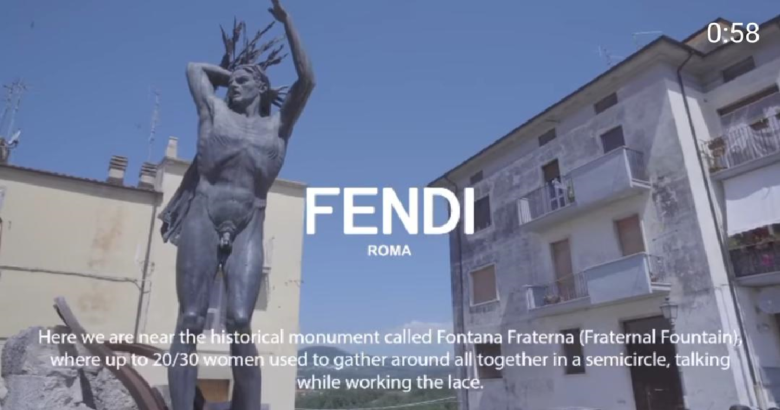 fendi, isernia, merletto, borsa baguette