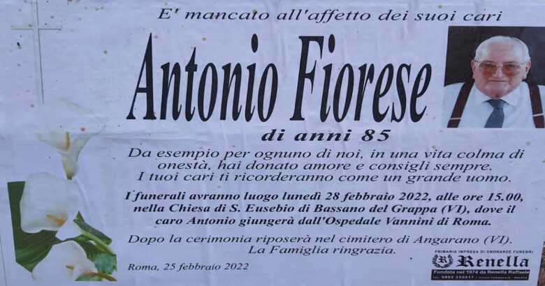 VENAFRO, LUTTO, Antonio, Fiorese,
