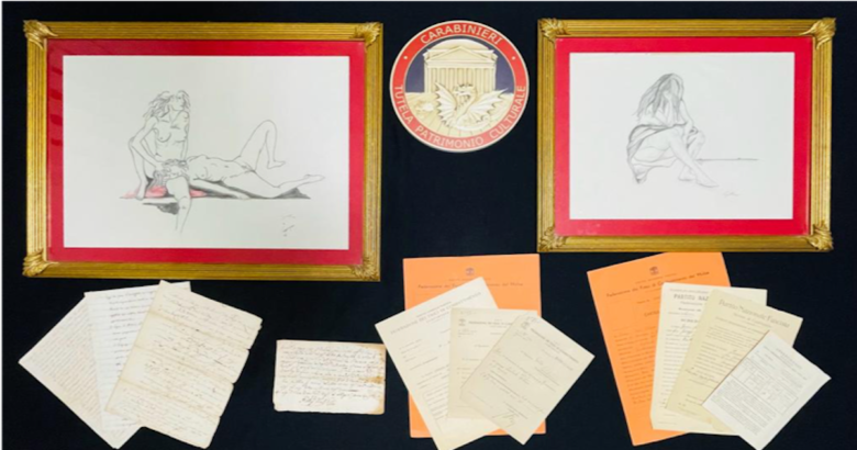 Sequestrate, opere false, documenti archivistici, denunciato, falsario