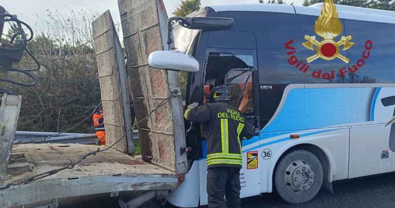Incidente, SS87, scontro, pullman, camion, feriti, paura, passeggeri
