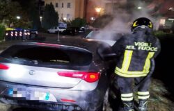 fiamme, auto, centro, Vigili del fuoco