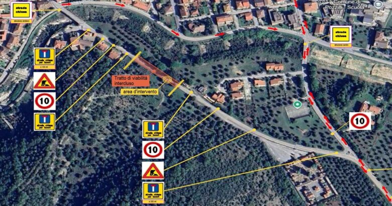 Pozzilli, via Maiella, chiusa al traffico, lavori, consorzio di bonifica